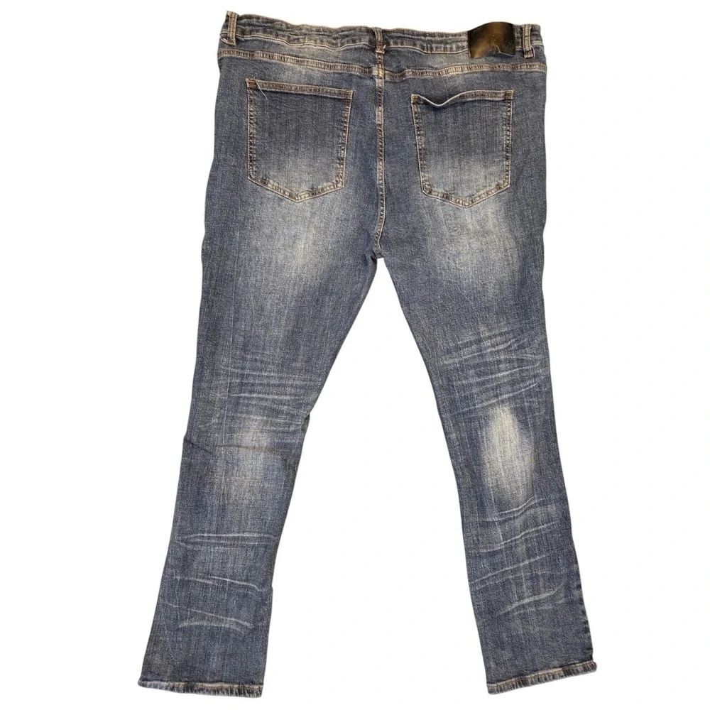 Switch Remarkable Mens Distressed Straight Leg Jeans Blue 44x32 Ripped Denim